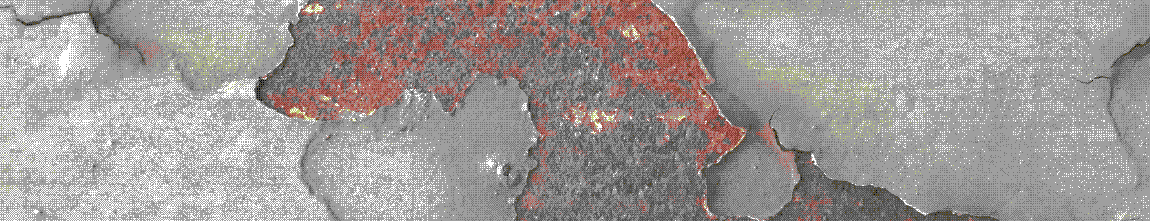 Snapshot of a rusty concrete wall. Like one on the Ruhr-University Campus. Dithering effect for digital impact.